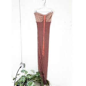 Hale Bob Knit‎ Halter Maxi Dress Patterned Orange - Size Medium